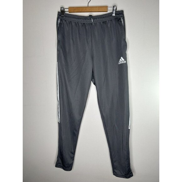 Adidas Drawstring Track Pants Mens Gray Stripes Zipper Pockets Size Large - Picture 2 of 15